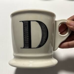 Anthropologie Initial D Mug Classic Neutral Coffee Kitchen Staple